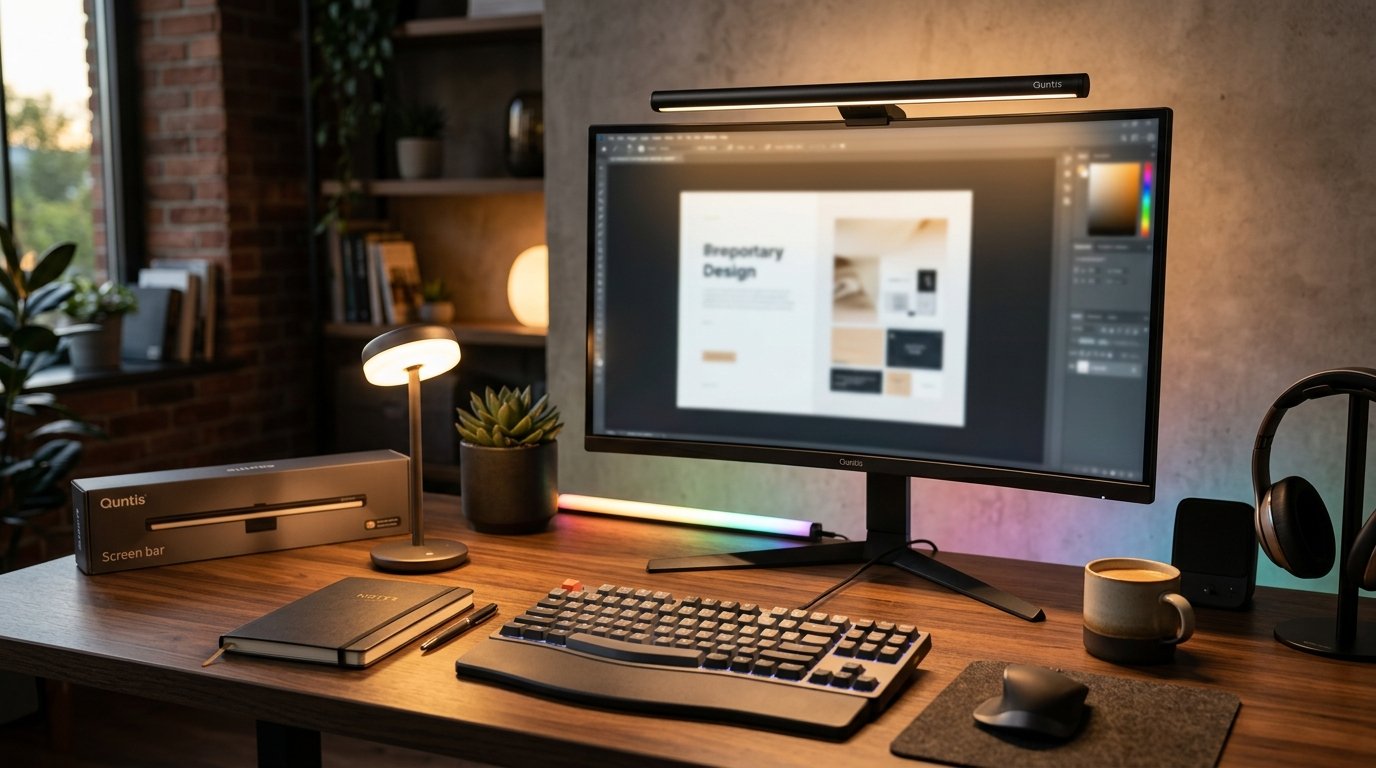 Hero Neonalampa monitora gaismas josla Focus 51 cm (20,1 collas), melna, PRO+ ar tālvadības pulti, piemērota izliektiem un plakaniem monitoriem, acu aizsardzība ar automātisku aptumšošanu, bez atspīduma galda lampa mājas birojam un spēlēm
